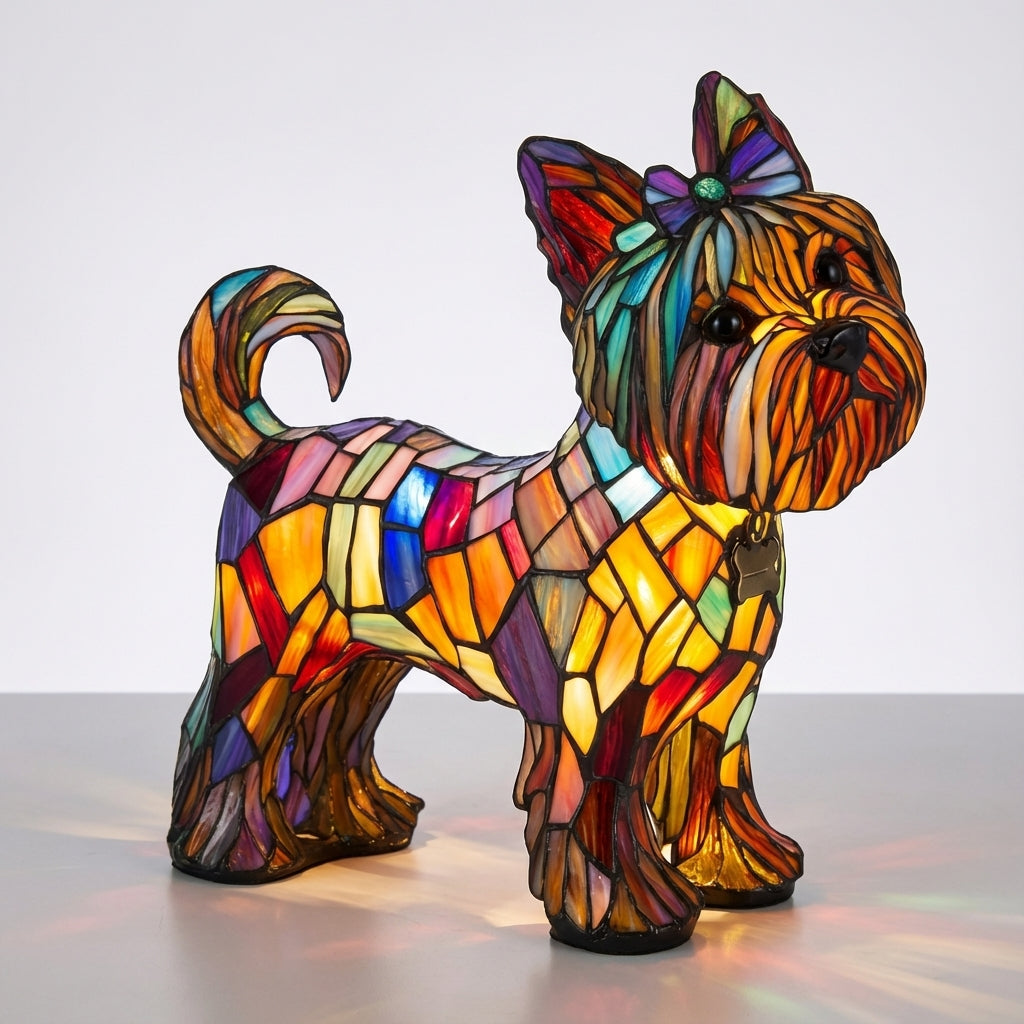 Stained Glass Dog Accent Lamp – Yorkshire Terrier