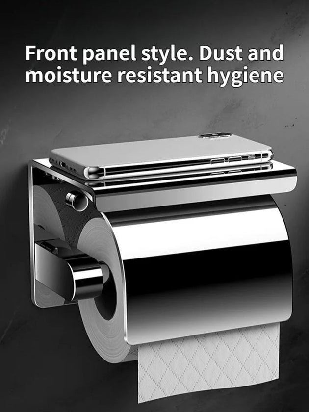 Stainless Steel Toilet Roll Holder with Shelf