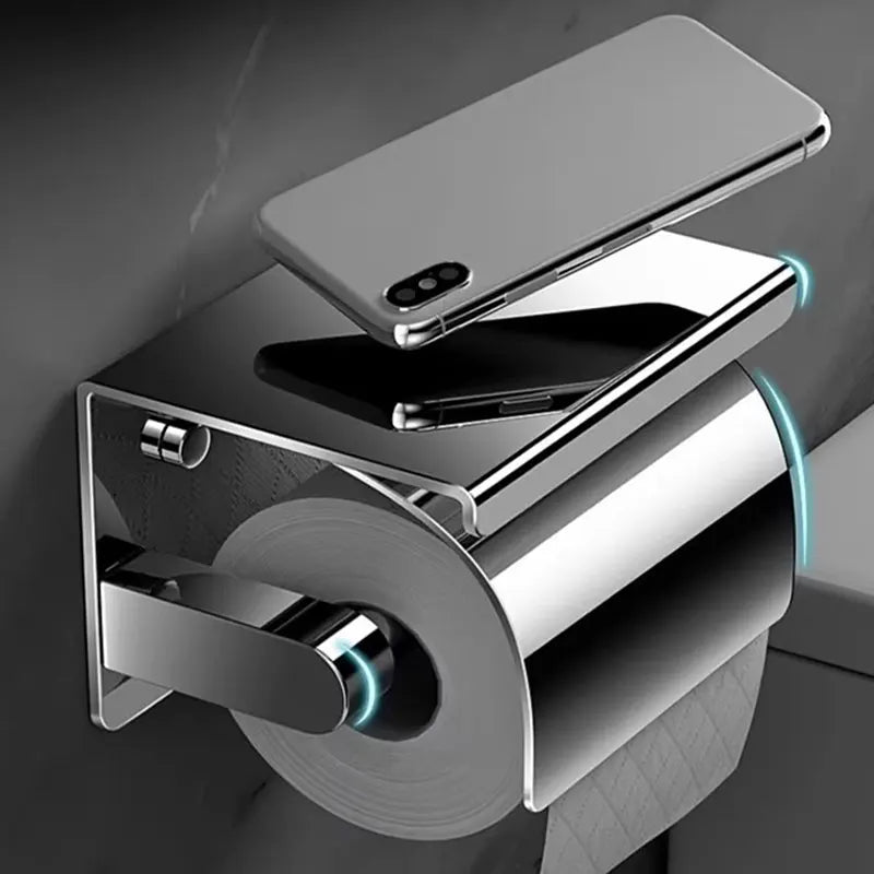 Stainless Steel Toilet Roll Holder with Shelf