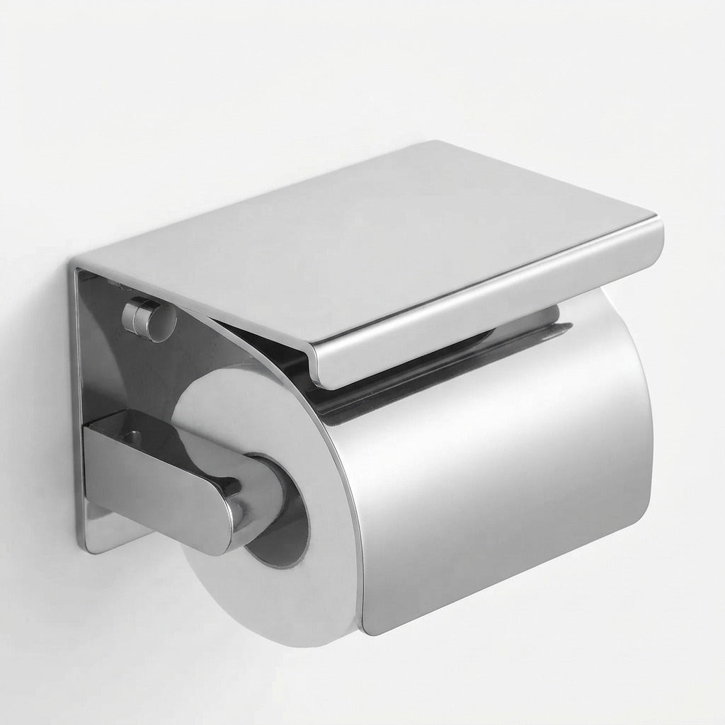 Stainless Steel Toilet Roll Holder with Shelf