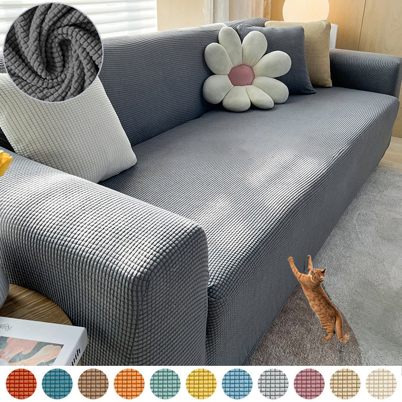 Stretch Sofa Cover with Non-Slip Strips
