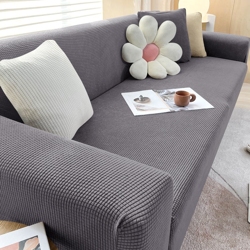Stretch Sofa Cover with Non-Slip Strips in Dark Grey