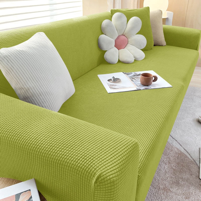 Stretch Sofa Cover with Non-Slip Strips in Grass Green