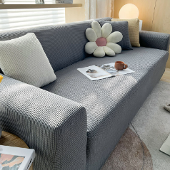 Stretch Sofa Cover with Non-Slip Strips in Light Grey
