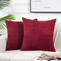 Striped Corduroy Cushion Cover in Wine Red