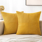 Striped Corduroy Cushion Cover in Yellow