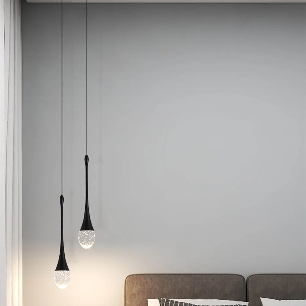 Teardrop Glass LED Pendant Light in Black