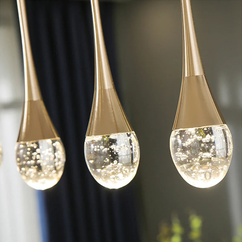 Teardrop Glass LED Pendant Light in Gold