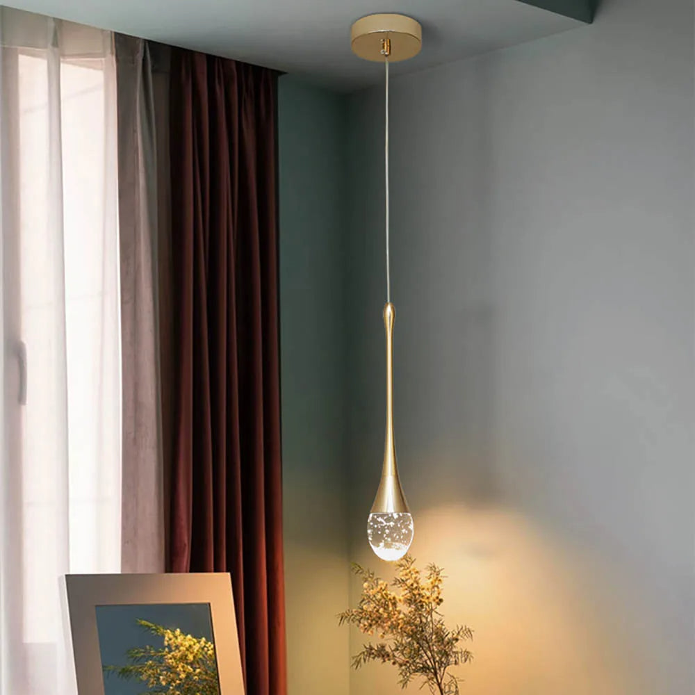 Teardrop Glass LED Pendant Light in Gold