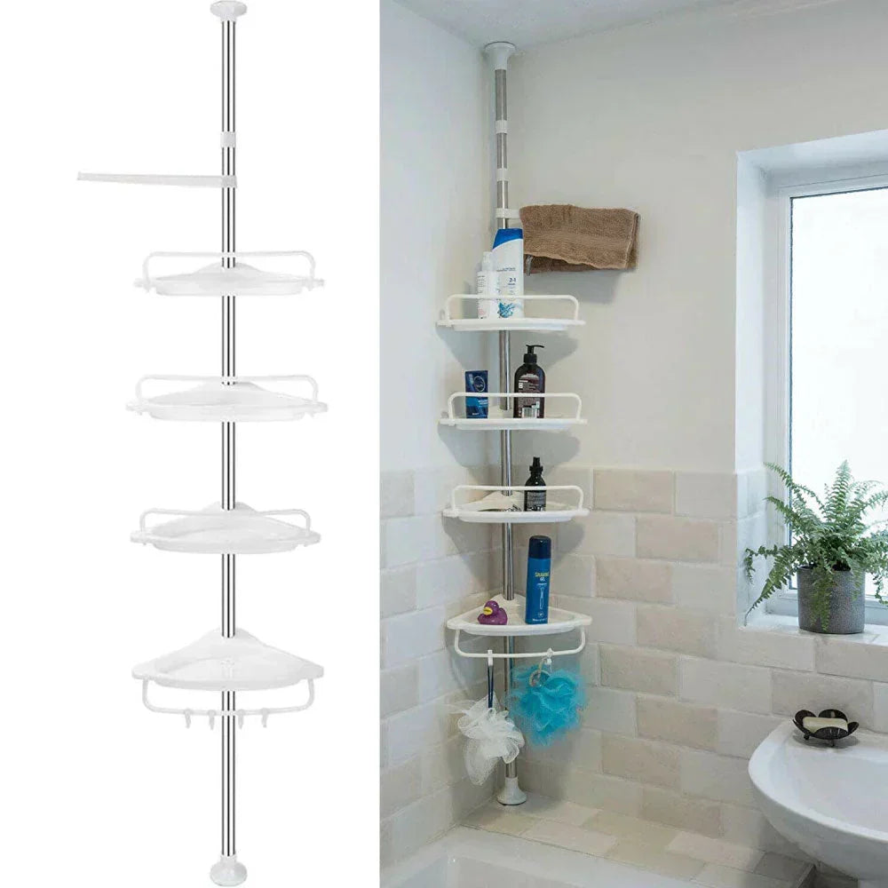 Telescopic Corner Shower Rack, 4 Shelves