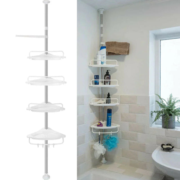 Telescopic Corner Shower Rack, 4 Shelves