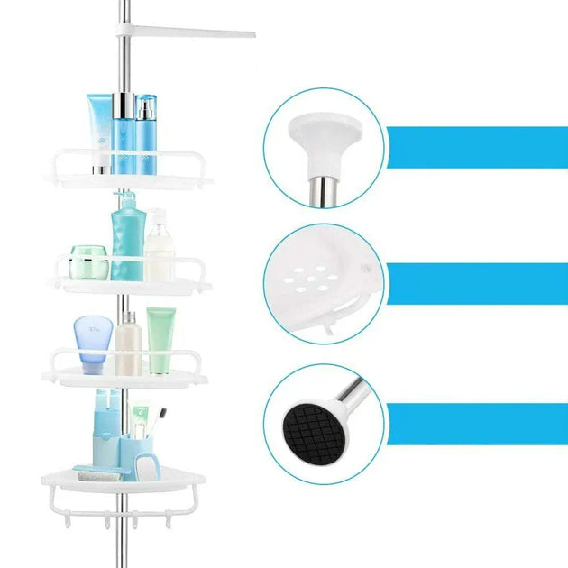 Telescopic Corner Shower Rack, 4 Shelves