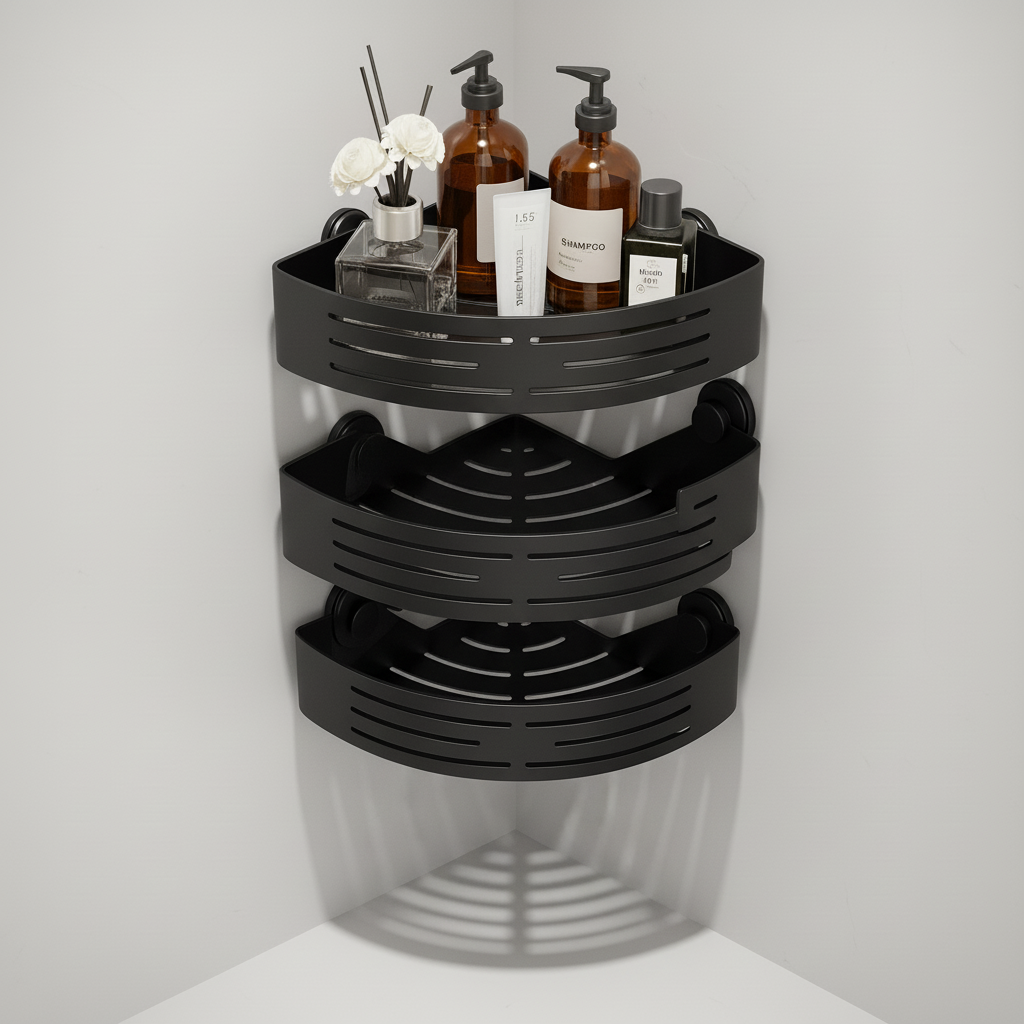 Three-Tier Corner Shower Caddy in Black
