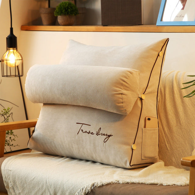 Triangular Memory Foam Back Support Cushion in Beige