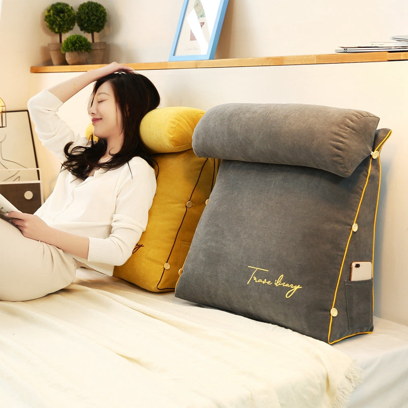 Triangular Memory Foam Back Support Cushion in Charcoal