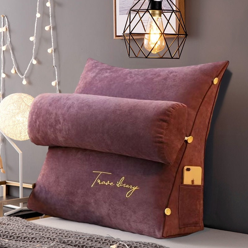 Triangular Memory Foam Back Support Cushion in Purple