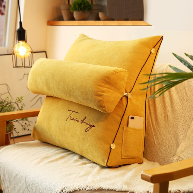 Triangular Memory Foam Back Support Cushion in Yellow