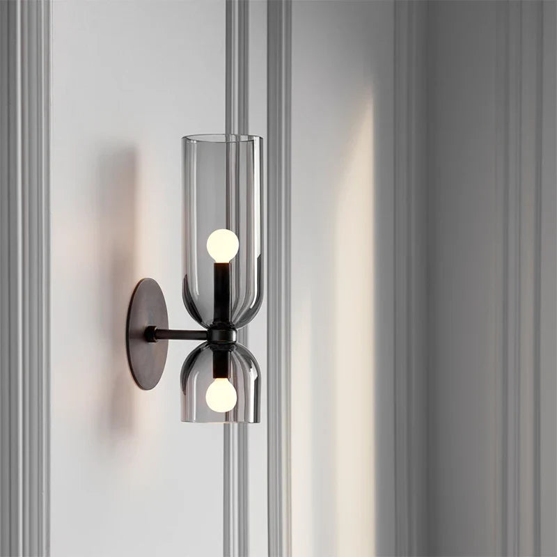 Tubular Glass Wall Lamp in Smoke Grey