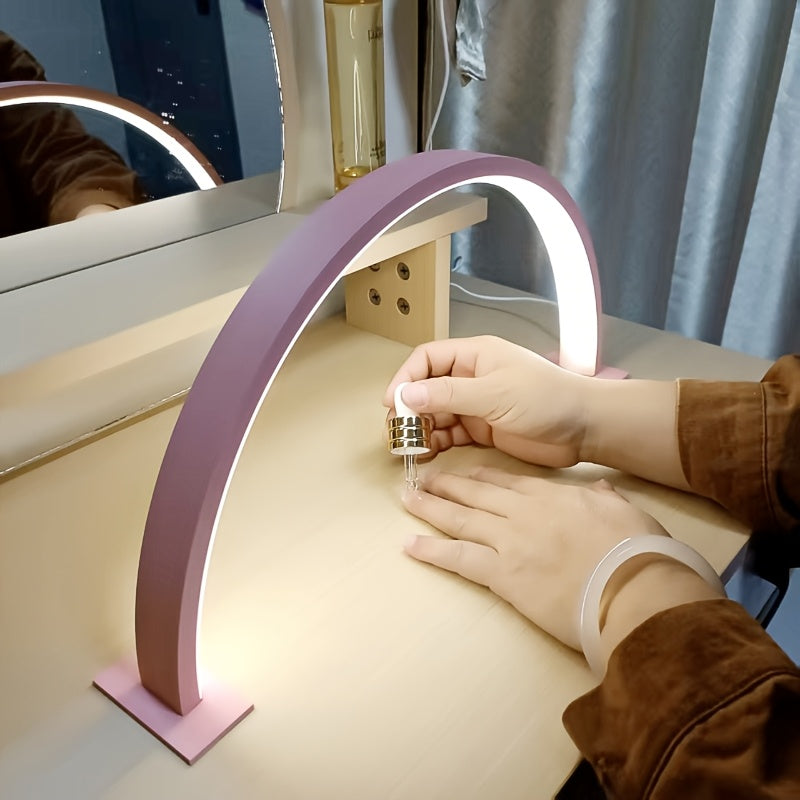 Crescent Arc LED Desk Lamp in Pink