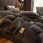 Velvet Fleece Duvet Cover Set in black