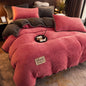 Velvet Fleece Duvet Cover Set in dark pink