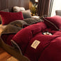 Velvet Fleece Duvet Cover Set in dark pink