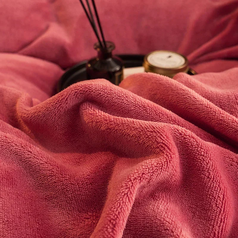 Velvet Fleece Duvet Cover Set in dark pink