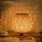 Vintage Bamboo Table Lamp – Metal Base, Small