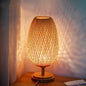 Vintage Bamboo Table Lamp – Wooden Base, Large