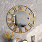 Vintage Metal Wall Clock with Mirror Details, 39 cm