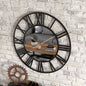Vintage Metal Wall Clock with Mirror Details, 39 cm