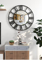 Vintage Metal Wall Clock with Mirror Details, 39 cm