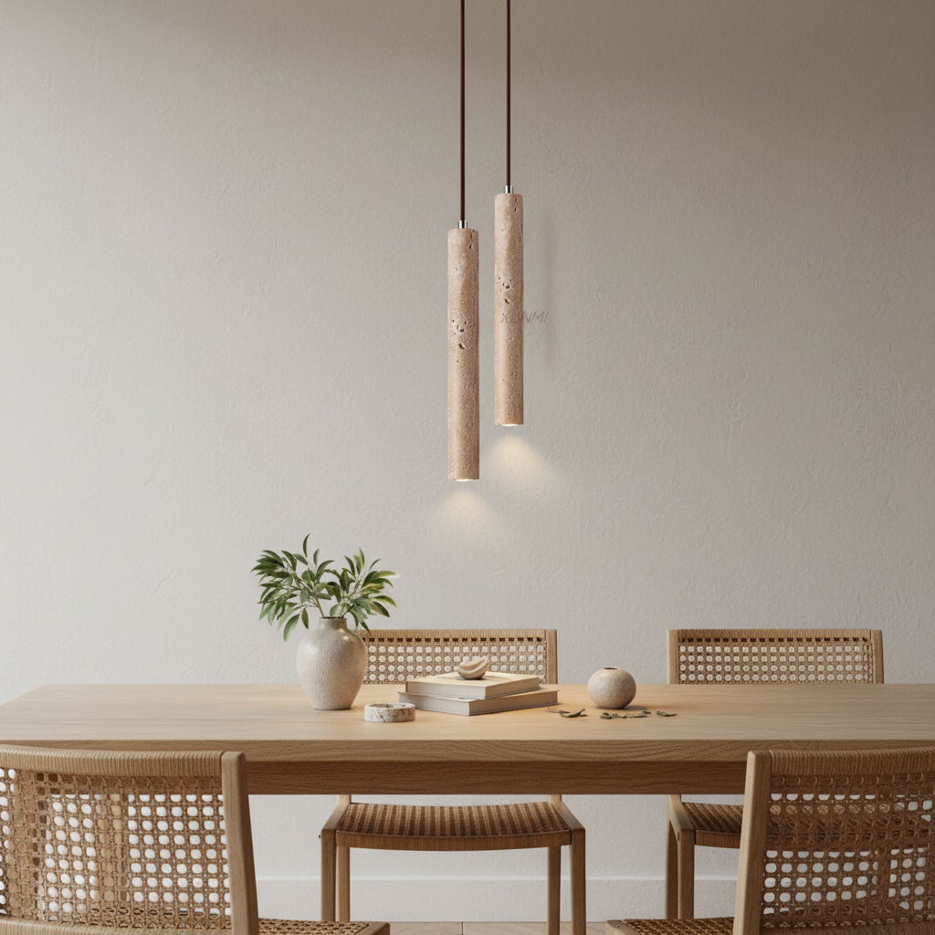 Wabi-Sabi Travertine-Look LED Pendant Light