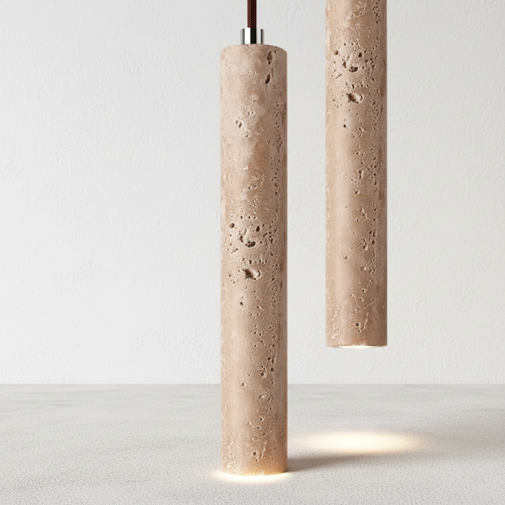 Wabi-Sabi Travertine-Look LED Pendant Light