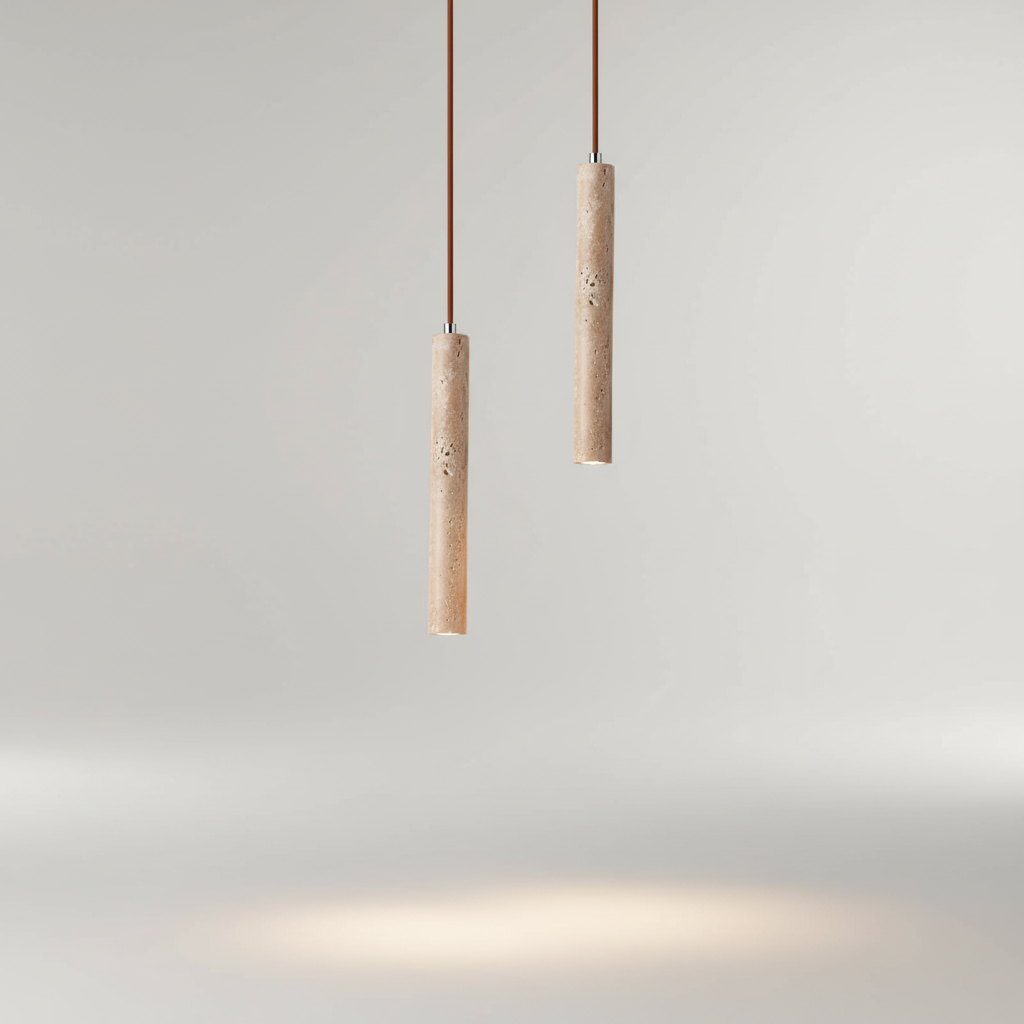 Wabi-Sabi Travertine-Look LED Pendant Light