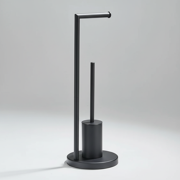Wall-Mounted Toilet Roll Holder with Brush