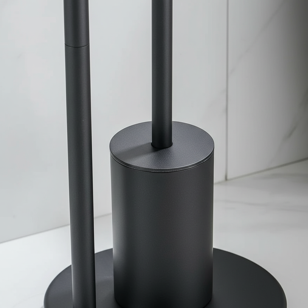 Wall-Mounted Toilet Roll Holder with Brush