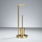 Wall-Mounted Toilet Roll Holder with Brush in Gold