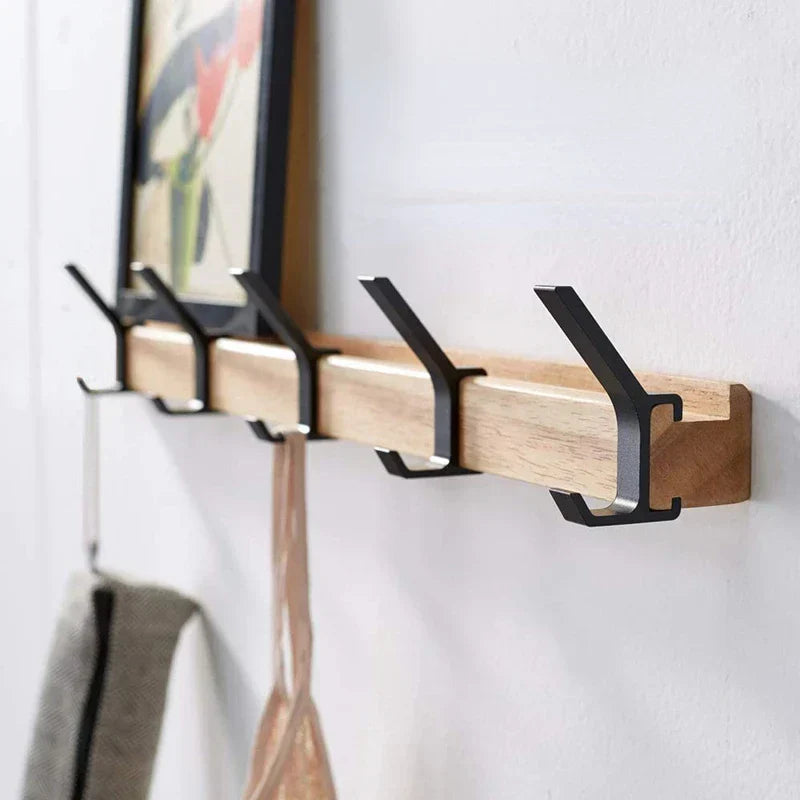 Wall-Mounted Coat Rack with Sliding Hooks