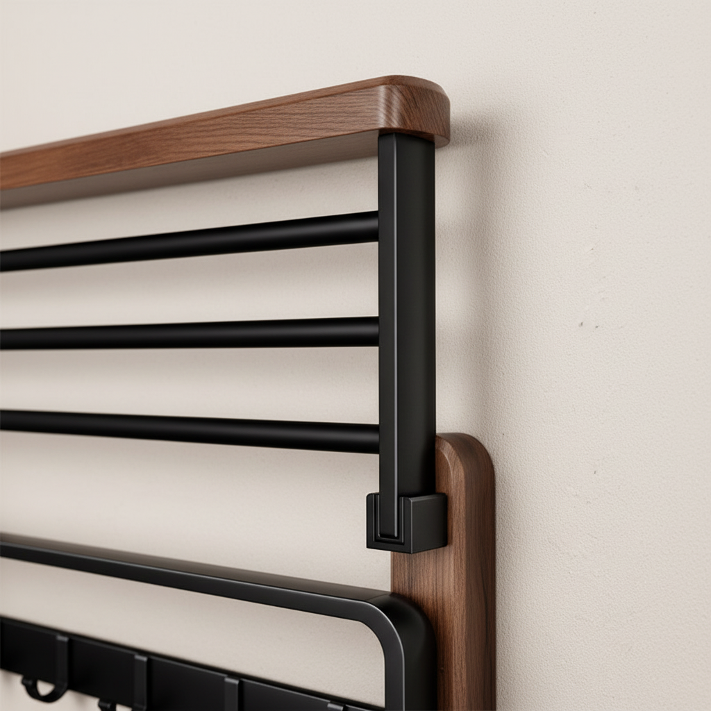 Walnut and Aluminium Towel Rack