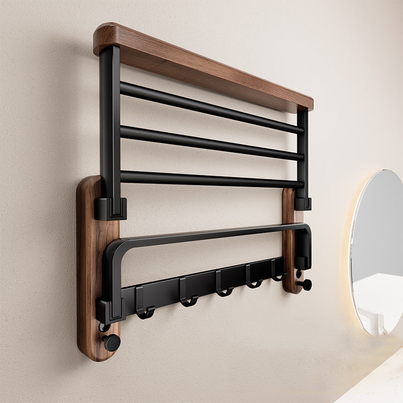 Walnut and Aluminium Towel Rack