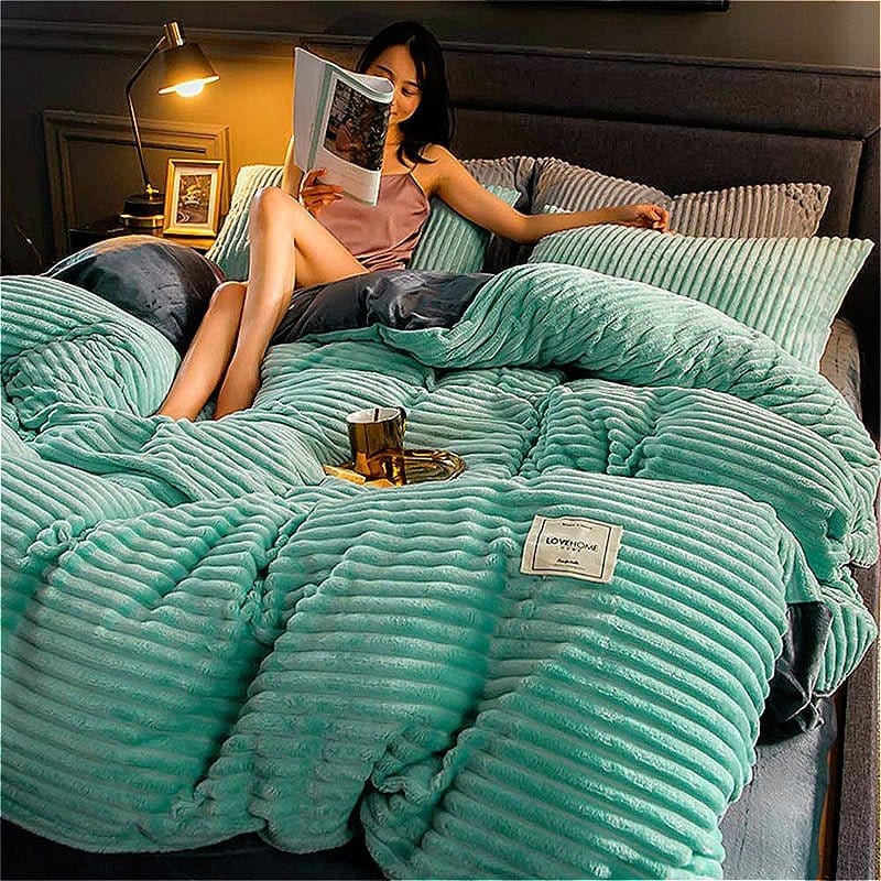 Warm Fleece Duvet Cover in Turquoise