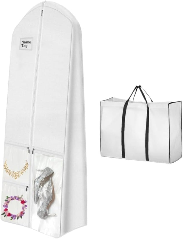 Wedding Dress Garment Bag with Shoe Pockets