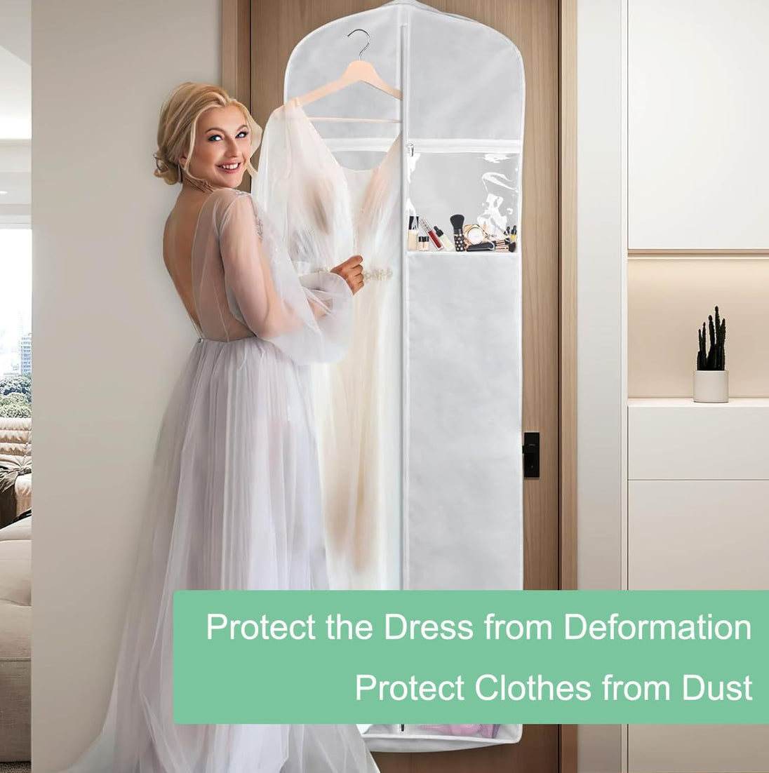 Wedding Dress Garment Bag with Shoe Pockets