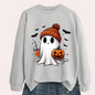 Women's Halloween Ghost Sweatshirt in Grey