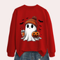 Women's Halloween Ghost Sweatshirt in Red