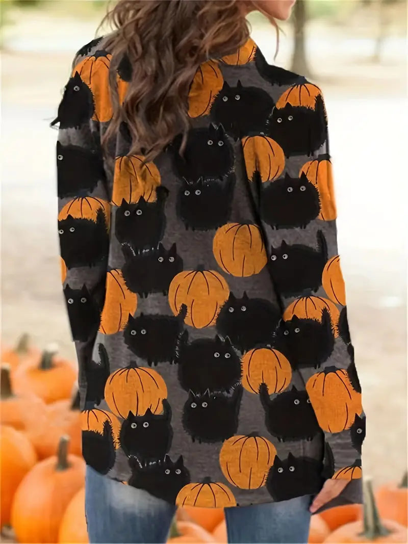 Women's Halloween Pumpkin Cardigan
