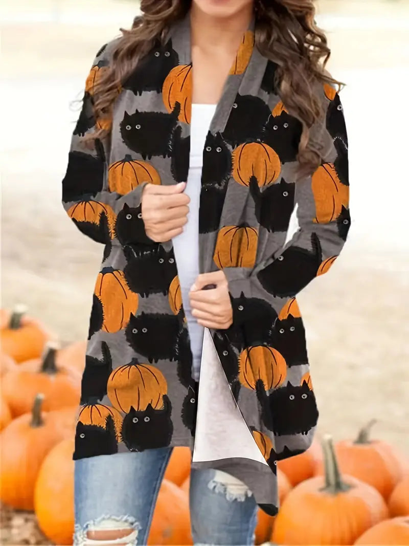 Women's Halloween Pumpkin Cardigan
