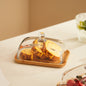 Wood and Glass Butter Dish in acacia