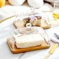 Wood and Glass Butter Dish in acacia